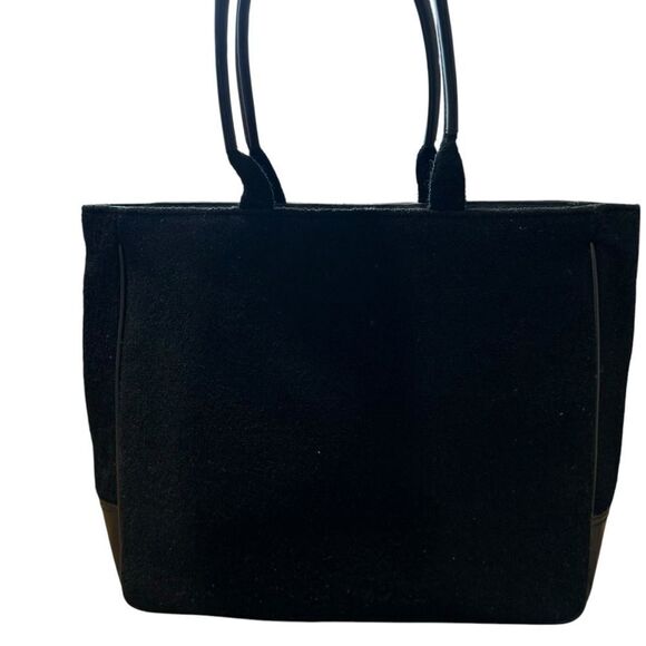 Givenchy Parfums Large Black Wool & Faux Leather Tote Bag Red Lining - Picture 4 of 10